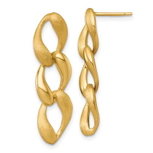 14k-brushed-and-polished-fancy-link-post-earrings-SolomonJeweler-Wichita-KS-CustomJewelry