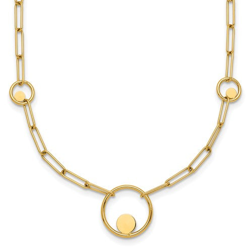 14k-polished-paper-clip-link-circles-16-75in-necklace-SolomonJeweler-Wichita-KS-CustomJewelry