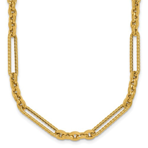 14k-polished-and-textured-18in-fancy-link-toggle-necklace-SolomonJeweler-Wichita-KS-CustomJewelry