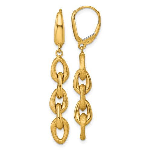 14k-polished-and-brushed-chain-leverback-dangle-earrings-SolomonJeweler-Wichita-KS-CustomJewelry