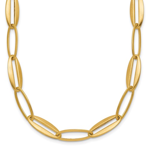 14k-brushed-and-polished-long-oval-link-7-25mm-necklace-SolomonJeweler-Wichita-KS-CustomJewelry