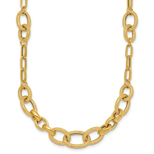 14k-polished-and-textured-fancy-link-17-25in-necklace-SolomonJeweler-Wichita-KS-CustomJewelry