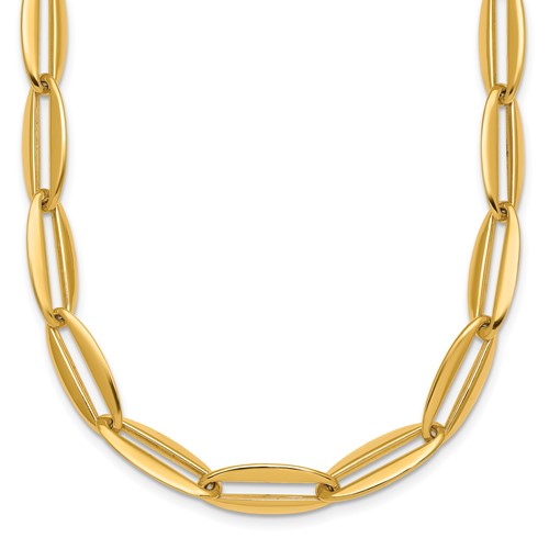 14k-polished-long-oval-link-7mm-necklace-SolomonJeweler-Wichita-KS-CustomJewelry