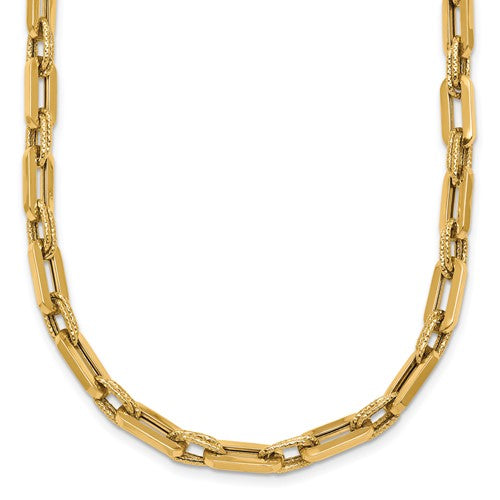 14k-polished-and-textured-double-fancy-link-18-5in-necklace-SolomonJeweler-Wichita-KS-CustomJewelry