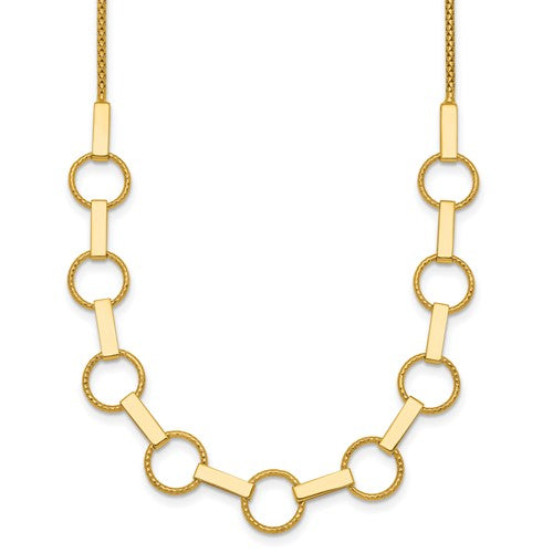 14k-polished-and-textured-circles-and-bars-necklace-SolomonJeweler-Wichita-KS-CustomJewelry