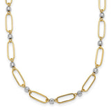 14k-two-tone-polished-oval-beaded-18in-necklace-SolomonJeweler-Wichita-KS-CustomJewelry