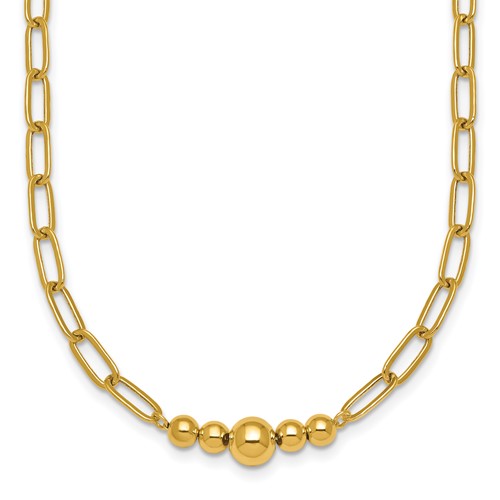 14k-polished-beaded-18in-paperclip-necklace-SolomonJeweler-Wichita-KS-CustomJewelry