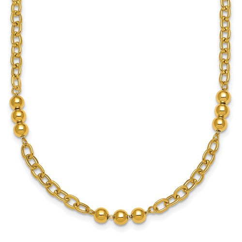 14k-polished-18in-fancy-beaded-cable-link-necklace-SolomonJeweler-Wichita-KS-CustomJewelry