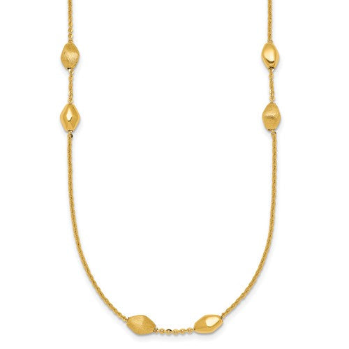 14k-polished-and-brushed-beaded-station-24-inch-necklace-SolomonJeweler-Wichita-KS-CustomJewelry