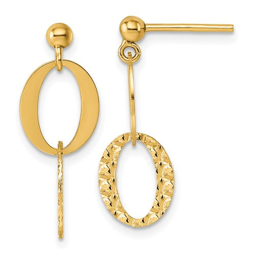 14k-polished-and-textured-fancy-link-post-dangle-earrings-SolomonJeweler-Wichita-KS-CustomJewelry