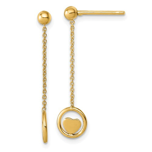 14k-polished-heart-in-circle-dangle-post-earrings-SolomonJeweler-Wichita-KS-CustomJewelry