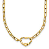 14k gold oval link necklace with heart clasp, convertible to bracelet, by Solomon Jewelers, shown in polished finish.