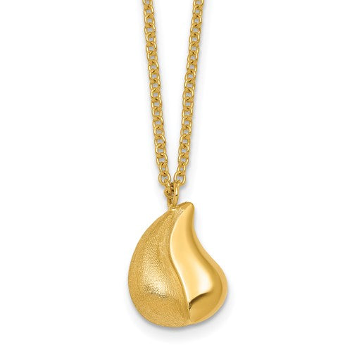 14k-polished-and-brushed-curved-teardrop-w-2in-ext-necklace-SolomonJeweler-Wichita-KS-CustomJewelry