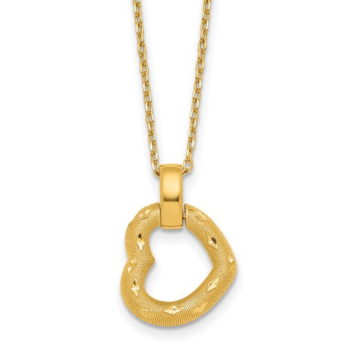 14k-polished-textured-d-c-fancy-heart-16in-w-2-25in-ext-necklace-SolomonJeweler-Wichita-KS-CustomJewelry