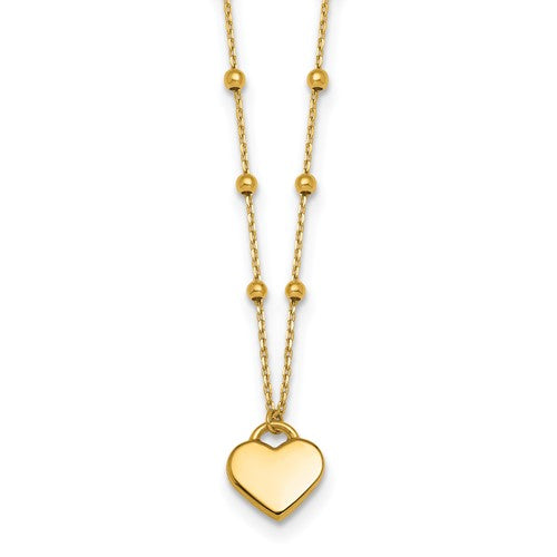 14k-polished-beaded-and-heart-16in-w-2in-ext-necklace-SolomonJeweler-Wichita-KS-CustomJewelry