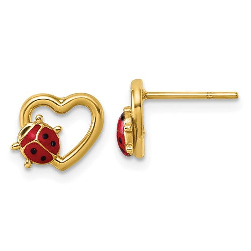 14k-polished-heart-with-enameled-lady-bug-post-earrings-SolomonJeweler-Wichita-KS-CustomJewelry