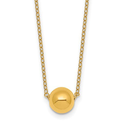 14k-polished-ball-bead-16in-with-2in-ext-necklace-SolomonJeweler-Wichita-KS-CustomJewelry