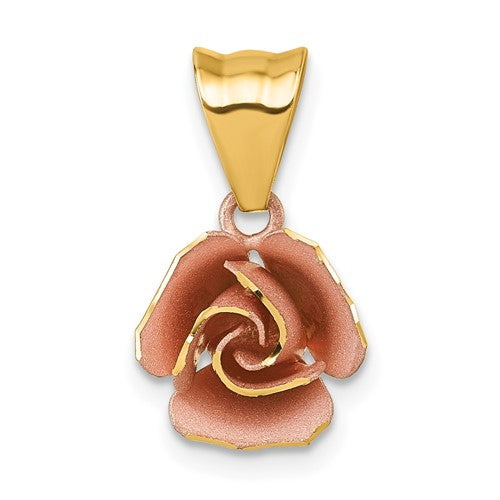 14k-w-rose-plating-brushed-rose-flower-pendant-SolomonJeweler-Wichita-KS-CustomJewelry