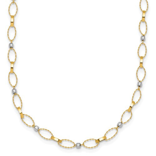 14k-two-tone-polished-and-diamond-cut-fancy-open-link-18in-necklace-SolomonJeweler-Wichita-KS-CustomJewelry
