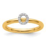 14K gold stackable diamond initial O ring from Solomon Jewelers, featuring a sparkling diamond accent and elegant design.