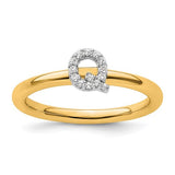 14K gold stackable diamond initial Q ring, elegant jewelry with sparkling diamonds and a personalized initial design.