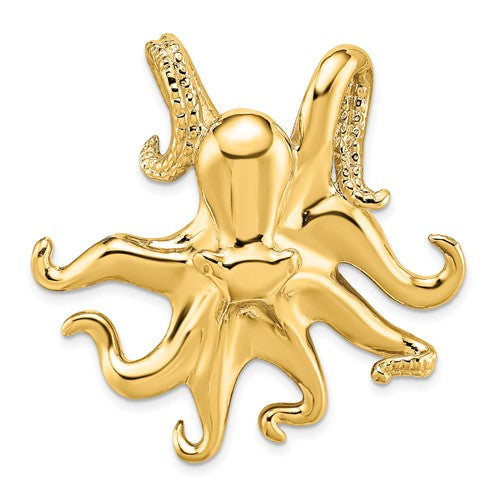 14k-polished-and-textured-octopus-slide-SolomonJeweler-Wichita-KS-CustomJewelry