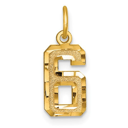 14k-small-brushed-diamond-cut-number-6-charm-SolomonJeweler-Wichita-KS-CustomJewelry