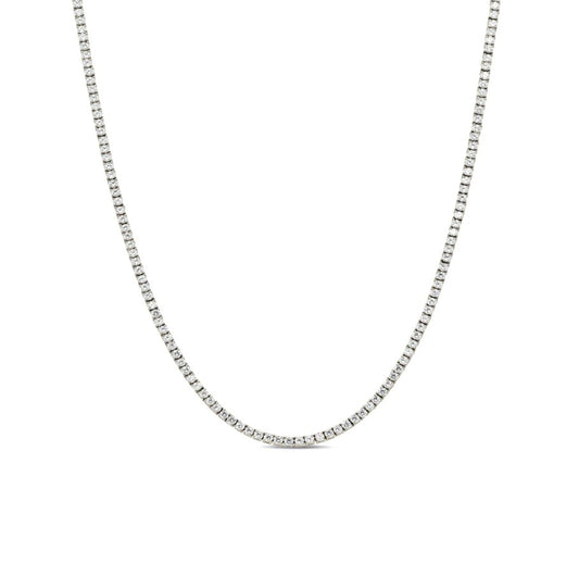 Sterling Silver 3mm CZ Tennis One Row Chain 4 Prong 20 Inch Necklace RP - Solomon Jewelers