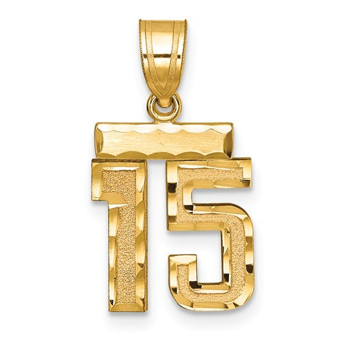 14k-small-brushed-diamond-cut-number-15-charm-SolomonJeweler-Wichita-KS-CustomJewelry