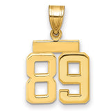 Gold 14k polished number 89 charm pendant from Solomon Jewelers, small and shiny with a sleek design.