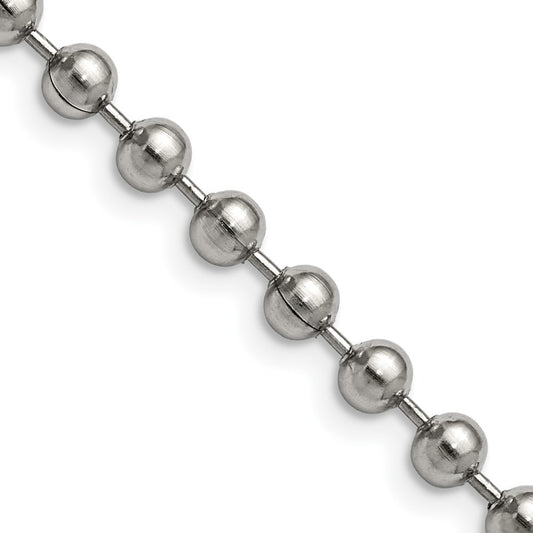 Stainless Steel Polished 5mm 24in Ball Chain - Solomon Jewelers