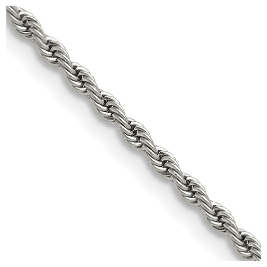 Stainless Steel Polished 2.4mm 24 inch Rope Chain - Solomon Jewelers
