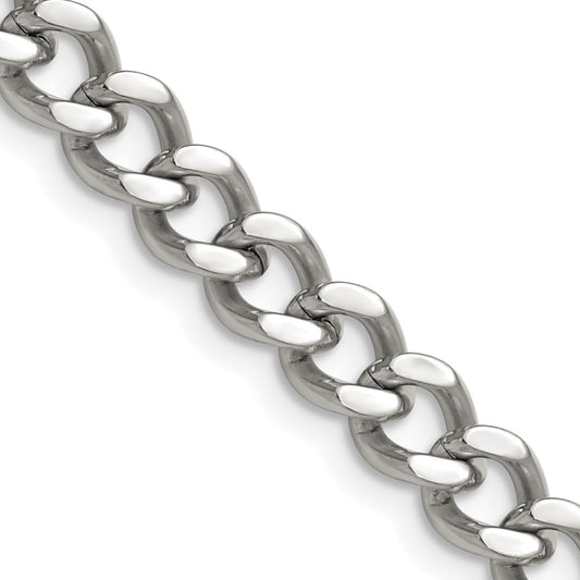 Stainless Steel Polished 7.5mm 24in Curb Chain - Solomon Jewelers