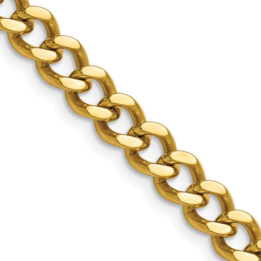 Stainless Steel Polished Yellow IP-plated 7.5mm 24in Curb Chain - Solomon Jewelers