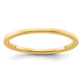 14K gold flat stackable ring with 1.2mm width, designed for stacking, by Solomon Jewelers.
