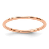 14K rose gold 1.2mm half round stackable ring from Solomon Jewelers, showcasing a sleek, polished jewelry ring design.