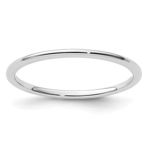 14K white gold half round stackable ring with 1.2mm band width, elegant jewelry ring by Solomon Jewelers.