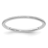 14K white gold bead stackable ring, 1.2mm wide, elegant jewelry band with a polished finish, ideal for stacking or everyday wear.