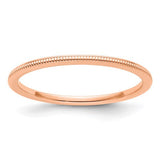 14K rose gold stackable ring with 1.2mm milgrain detail, crafted by Solomon Jewelers.