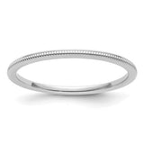 14K white gold stackable ring with 1.2mm milgrain detailing, featuring a sleek and elegant design from Solomon Jewelers.