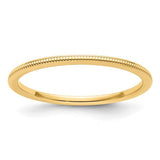 14K gold stackable ring with 1.2mm milgrain detailing, perfect for stacking or everyday wear, from Solomon Jewelers.