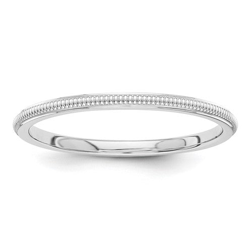 14k white gold ring with 1.5mm milgrain detail, jewelry ring by Solomon Jewelers featuring intricate gold craftsmanship.
