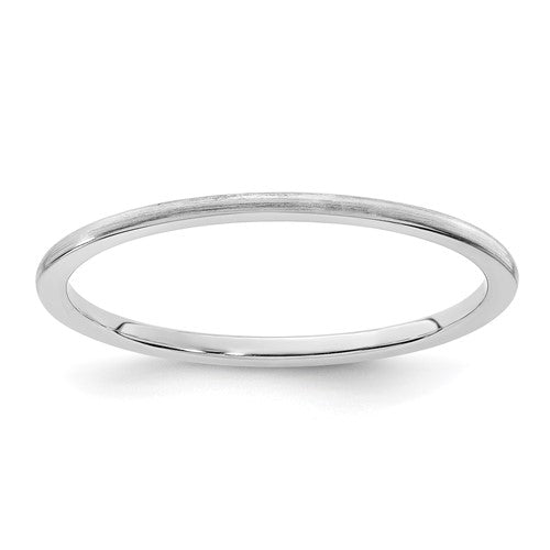 14K white gold stackable ring with a half-round satin finish, 1.2mm width, from Solomon Jewelers.
