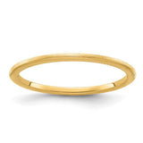 14K gold half round satin stackable ring, 1.2mm width, elegant jewelry band with a smooth finish.