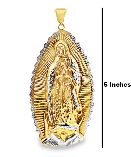 10Karat Yellow and White Gold Virgin Mary Pendant - Solomon Jewelers