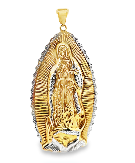 10Karat Yellow and White Gold Virgin Mary Pendant - Solomon Jewelers
