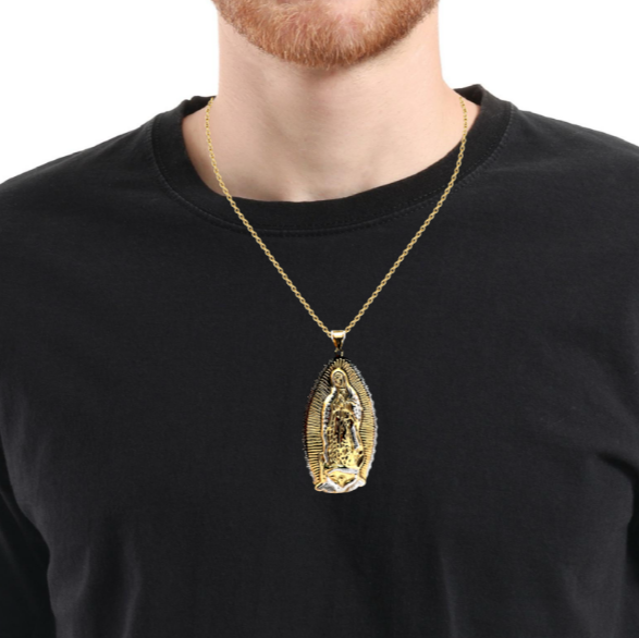 10Karat Yellow and White Gold Virgin Mary Pendant - Solomon Jewelers