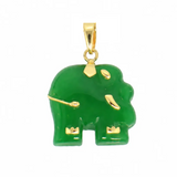 14Karat Yellow Gold Small Jade Elephant Pendant