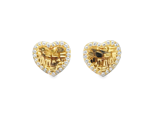 10 Karat Yellow Gold Heart Nugget Earrings