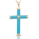 14 Karat Yellow Gold Large Polished Jade X Cross Pendant